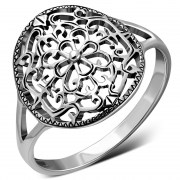 Plain Ethnic Style Sterling Silver Round Ring, rp806